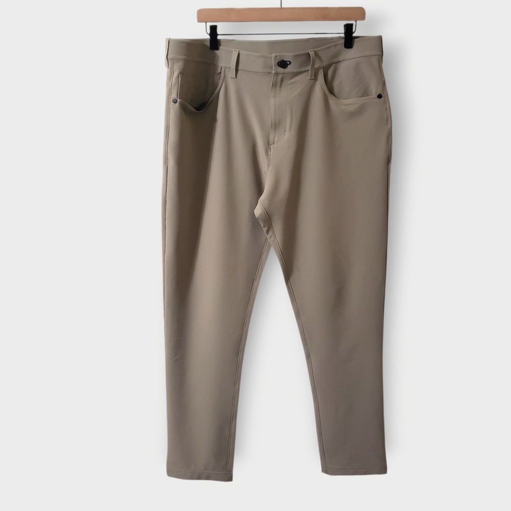 Public Rec Mens Dealmaker 5 Pocket Pant Khaki Beige Performance Taper Sz 36/32